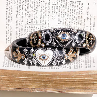 Midnight Eye Heart Bracelet - Black × White