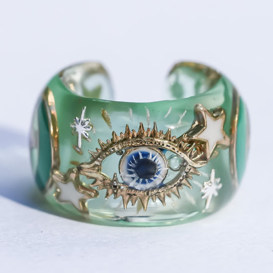 Mystic Eye Moon Ear Cuff - Light green