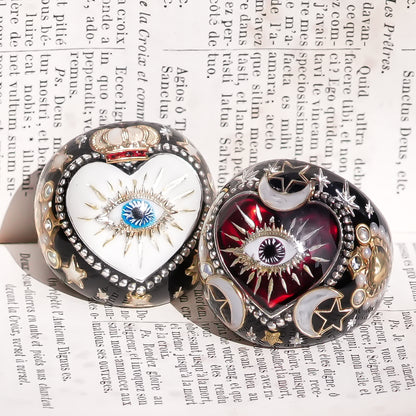 The Celestial Eye Heart Ring - Ruby Red × Black / #14