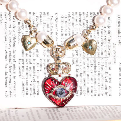 The Eye of Eternal Love Necklace - Red × Pearl
