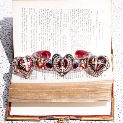 The Sacred Heart of Light Ring - Ruby Red × Black / #14