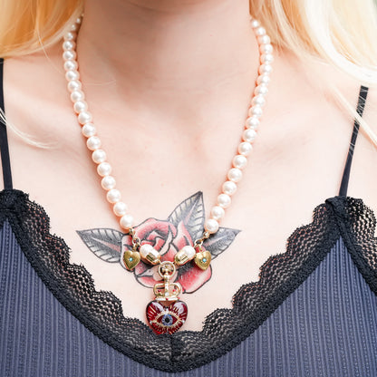 Collana con occhio sacro - Nero × Rosso Raggiante × Arcobaleno / Media