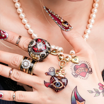 Collana con occhio sacro - Nero × Rosso Raggiante × Arcobaleno / Media