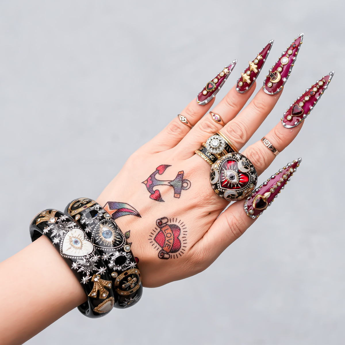 The Celestial Eye Heart Ring - Ruby Red × Black / #14