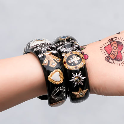 Midnight Eye Heart Bracelet - Black × White