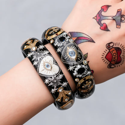 Midnight Eye Heart Bracelet - Black × White