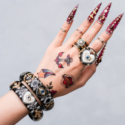 Midnight Eye Heart Bracelet - Black × White