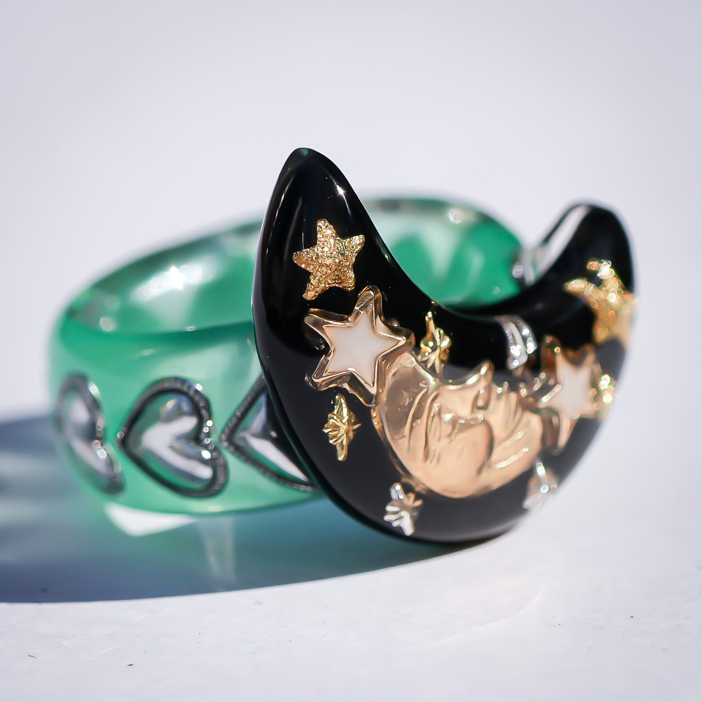 MOON RING / BLACK / GREEN / #4