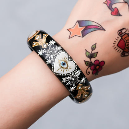 Midnight Eye Heart Bracelet - Black × White