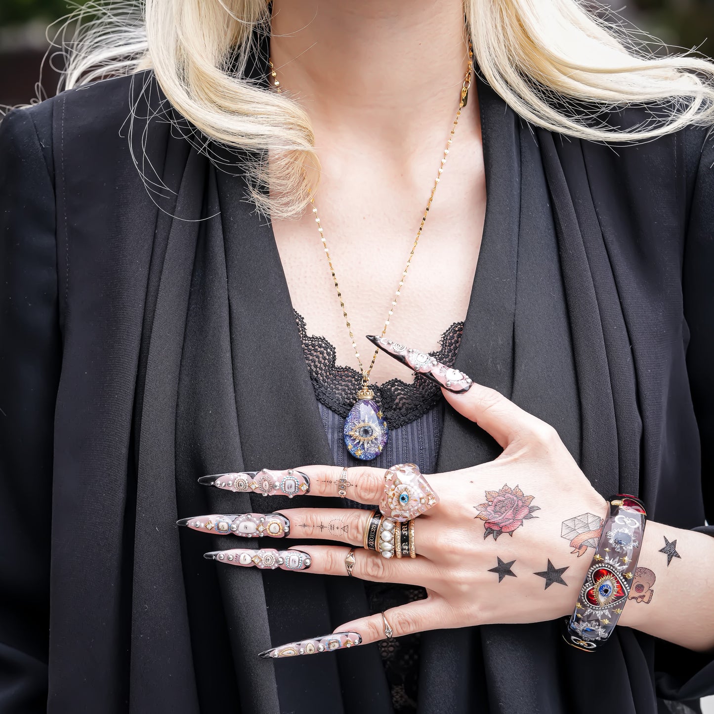 Mystic eye drop necklace – galaxy