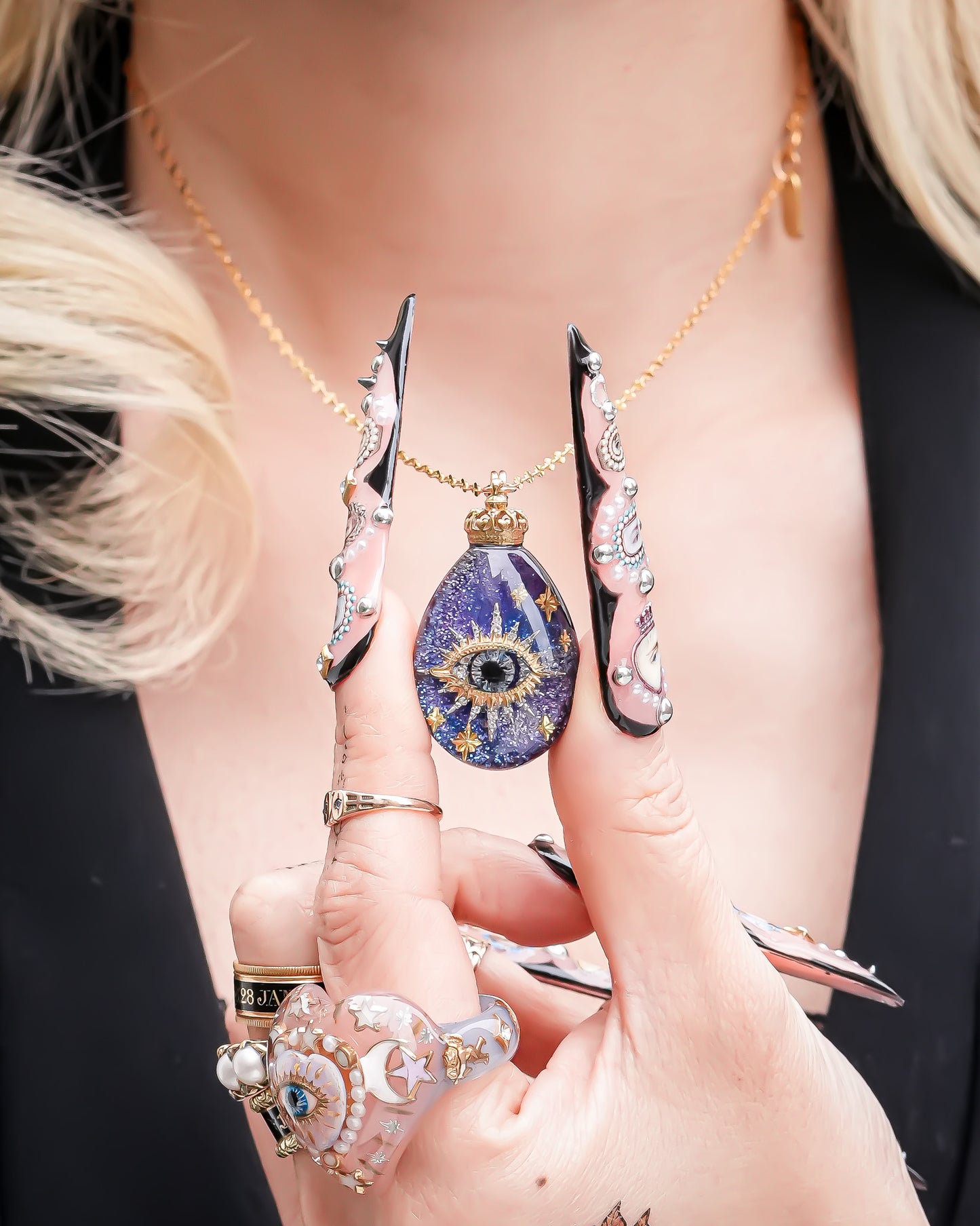 Mystic eye drop necklace – galaxy