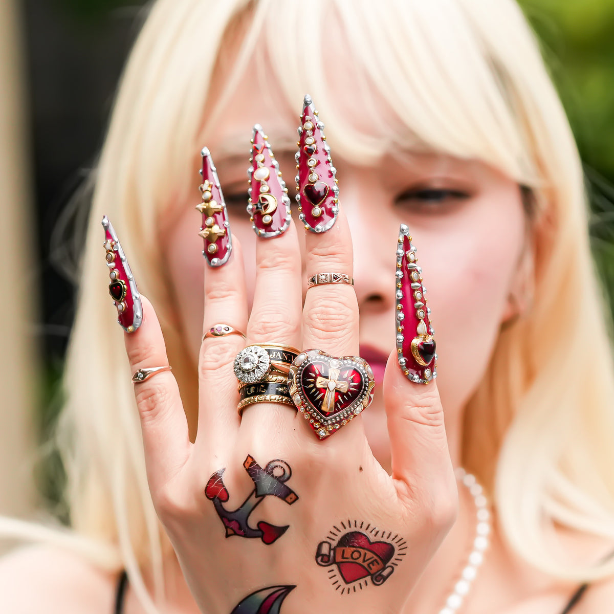 The Sacred Heart of Light Ring - Ruby Red × Black / #14