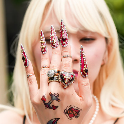 The Sacred Heart of Light Ring - Ruby Red × Black / #14