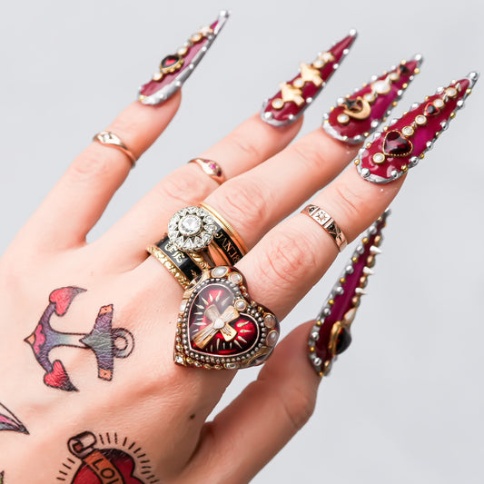 The Sacred Heart of Light Ring - Ruby Red × Black / #14