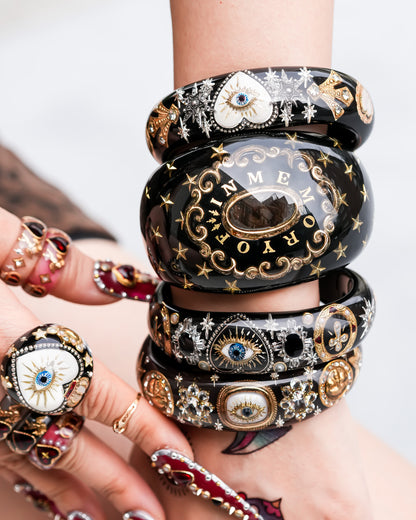 Midnight Eye Heart Bracelet - Black × White