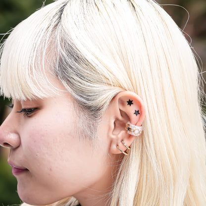 Celestial Pearl Moon Ear Cuff – Smoky white