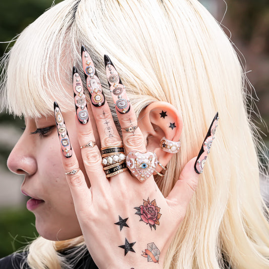 Celestial Pearl Moon Ear Cuff – Smoky white