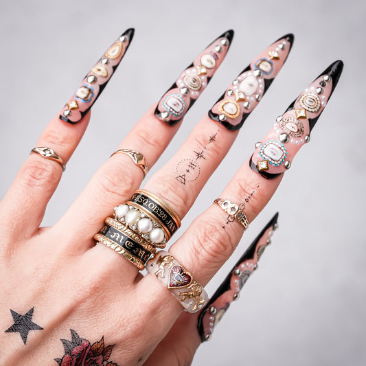 Angel Guarded Heart Eye Ring - Smoky Pink / #11 #12