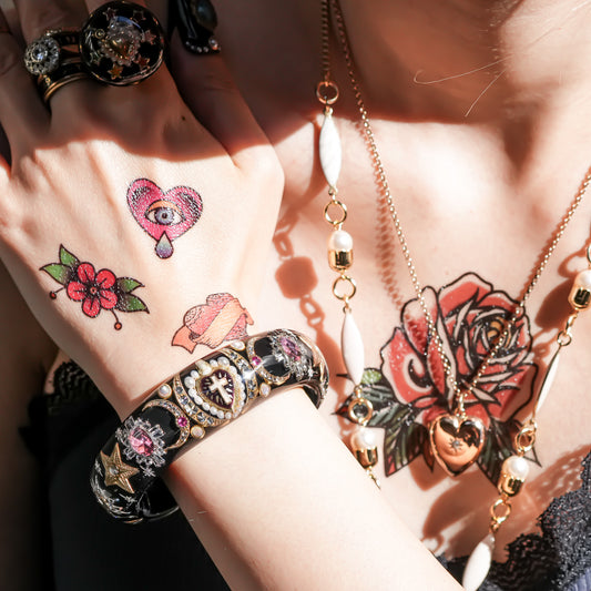 The Midnight Moon Sacred Heart Bracelet - Black × Dark Purple