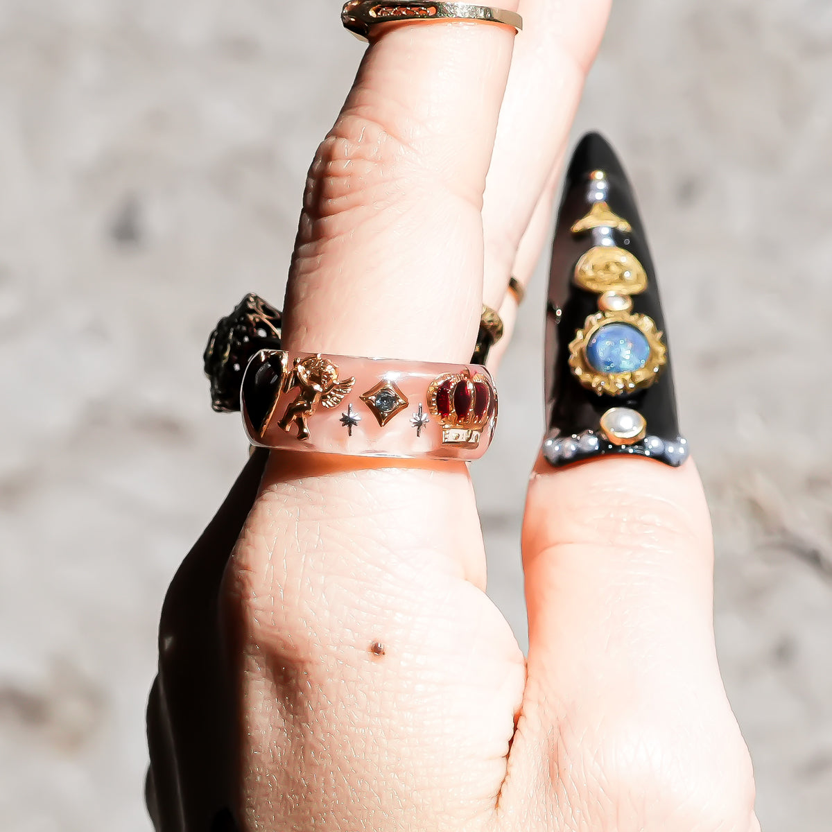 The Cupid’s Royal Heart Ring - Smoky Pink × Gold  / #11 #12 #14