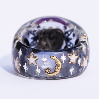 Mystic Night Heart Ring - gray blue / purple / #14