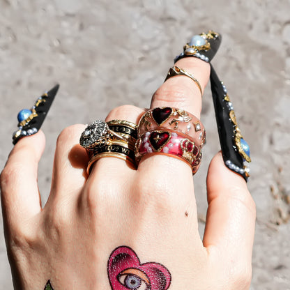 The Cupid’s Royal Heart Ring - Smoky Pink × Gold  / #11 #12 #14