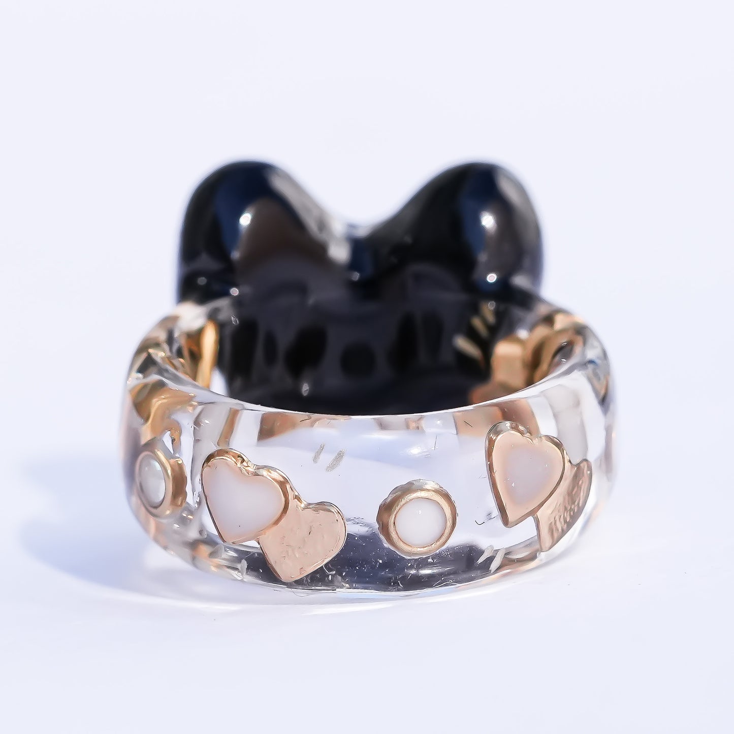 Sweet smile heart ring – black × red / #5
