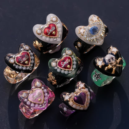 MEMENTO MORI RING / HEART / GREEN / #4