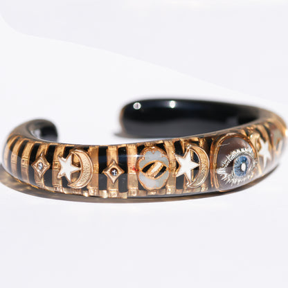 EYE BRACELET / MOON STAR / BLACK GOLD