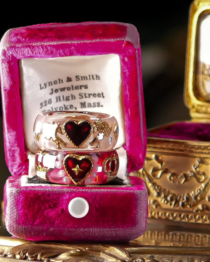 The Cupid’s Royal Heart Ring - Smoky Pink × Gold  / #11 #12 #14