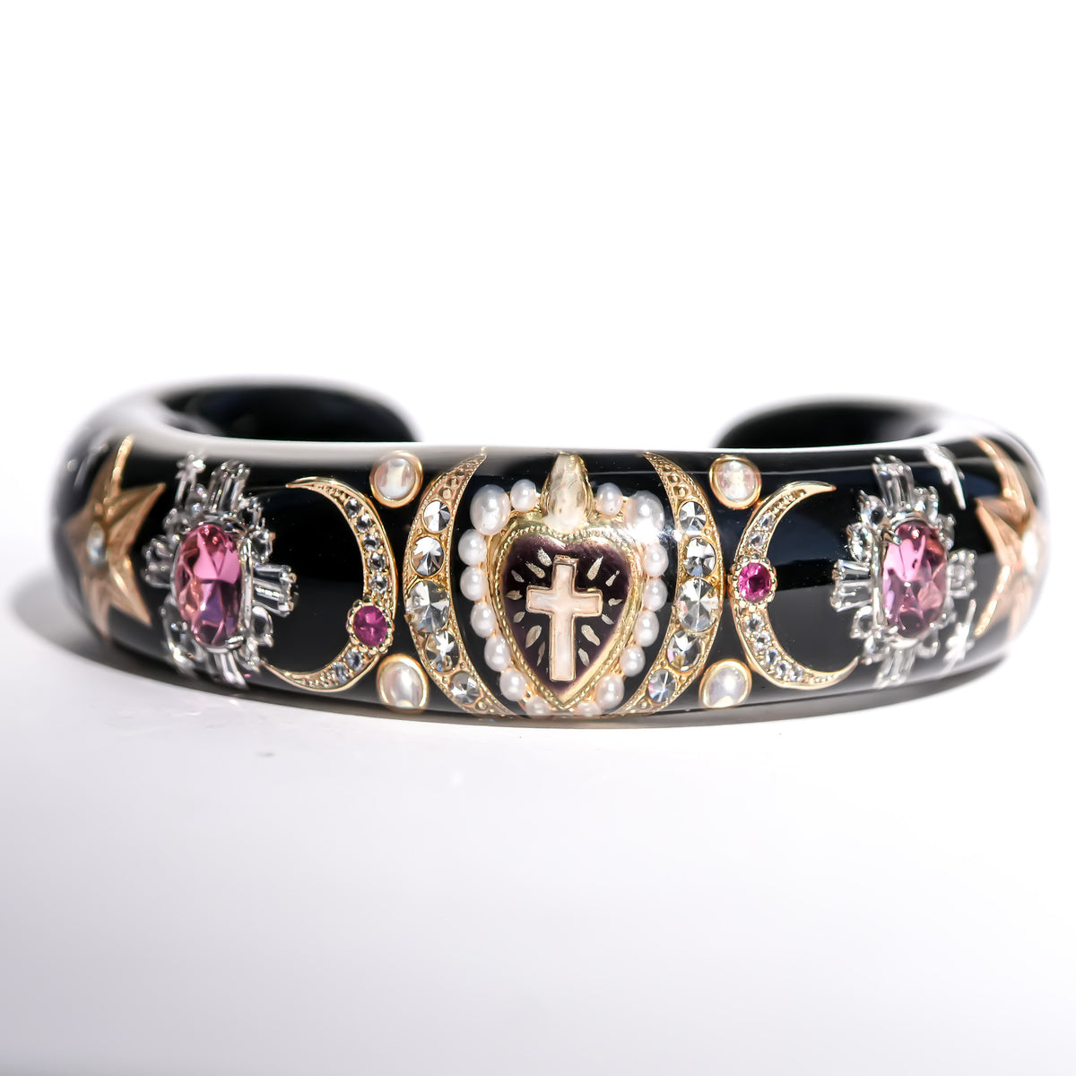 Bracciale Crimson Eye a cuore - Nero × Rosso × Oro