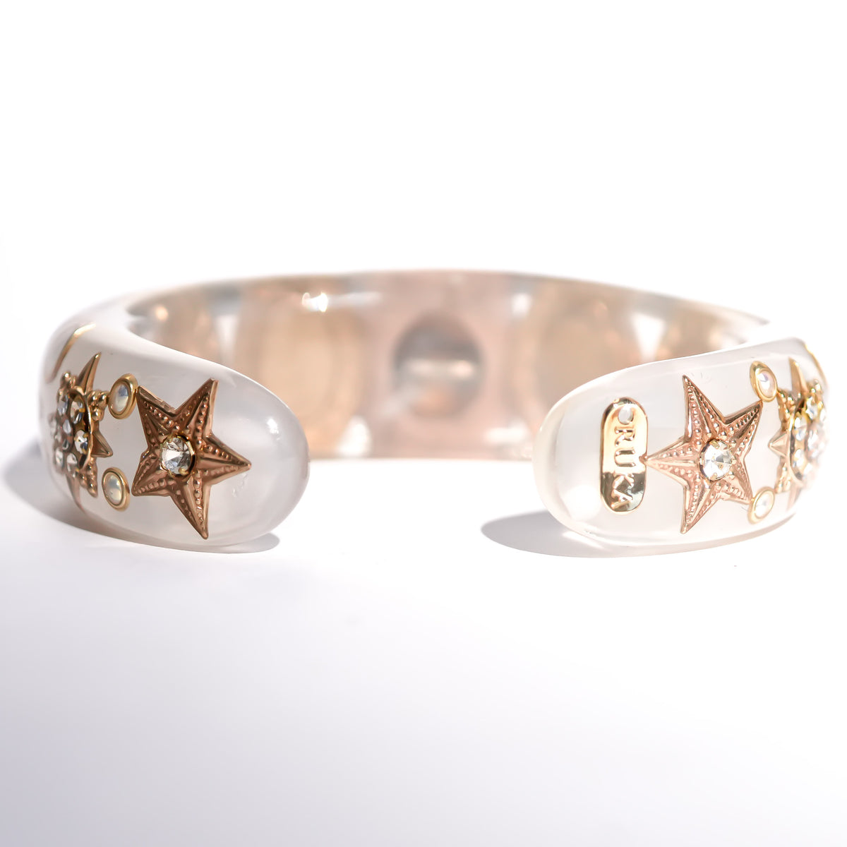 The Celestial Sun, Moon & Star Bracelet - Smoky White × Gold