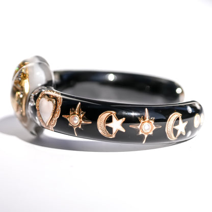 The Celestial White Heart Bracelet - Black × White