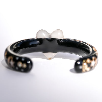 The Celestial White Heart Bracelet - Black × White