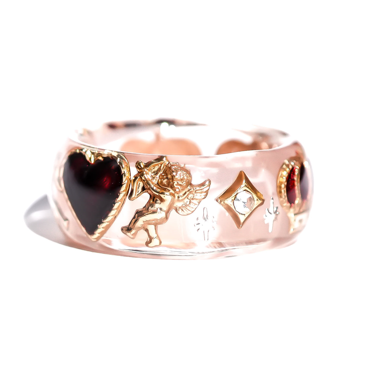 The Cupid’s Royal Heart Ring - Smoky Pink × Gold  / #11 #12 #14