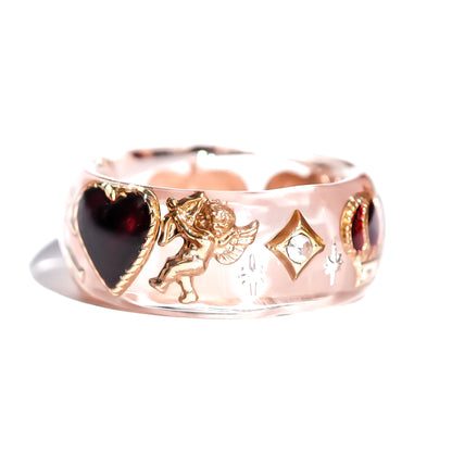 The Cupid’s Royal Heart Ring - Smoky Pink × Gold  / #11 #12 #14