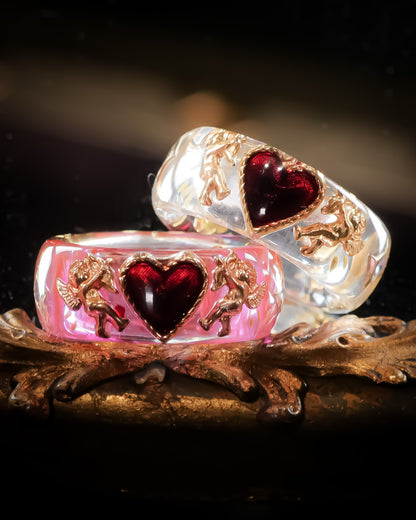 Cupid Heart Ring – Pink × Red Heart / #11 #12 #14