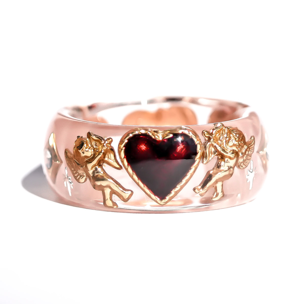 The Cupid’s Royal Heart Ring - Smoky Pink × Gold  / #11 #12 #14