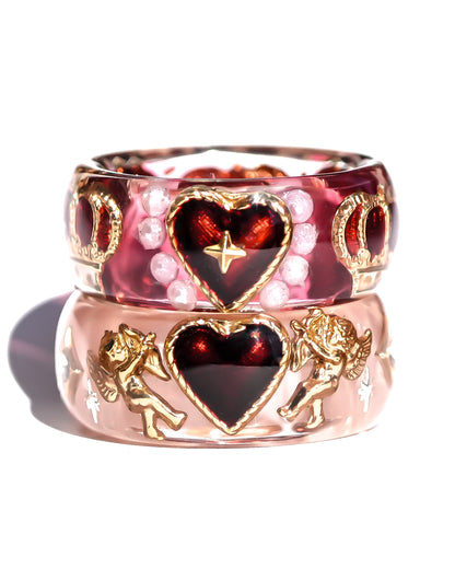The Cupid’s Royal Heart Ring - Smoky Pink × Gold  / #11 #12 #14