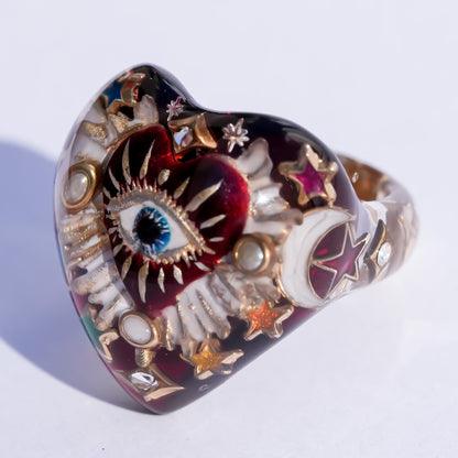 Mystic rainbow heart ring – Red / #10