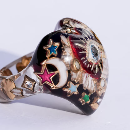 Mystic rainbow heart ring – Red / #10