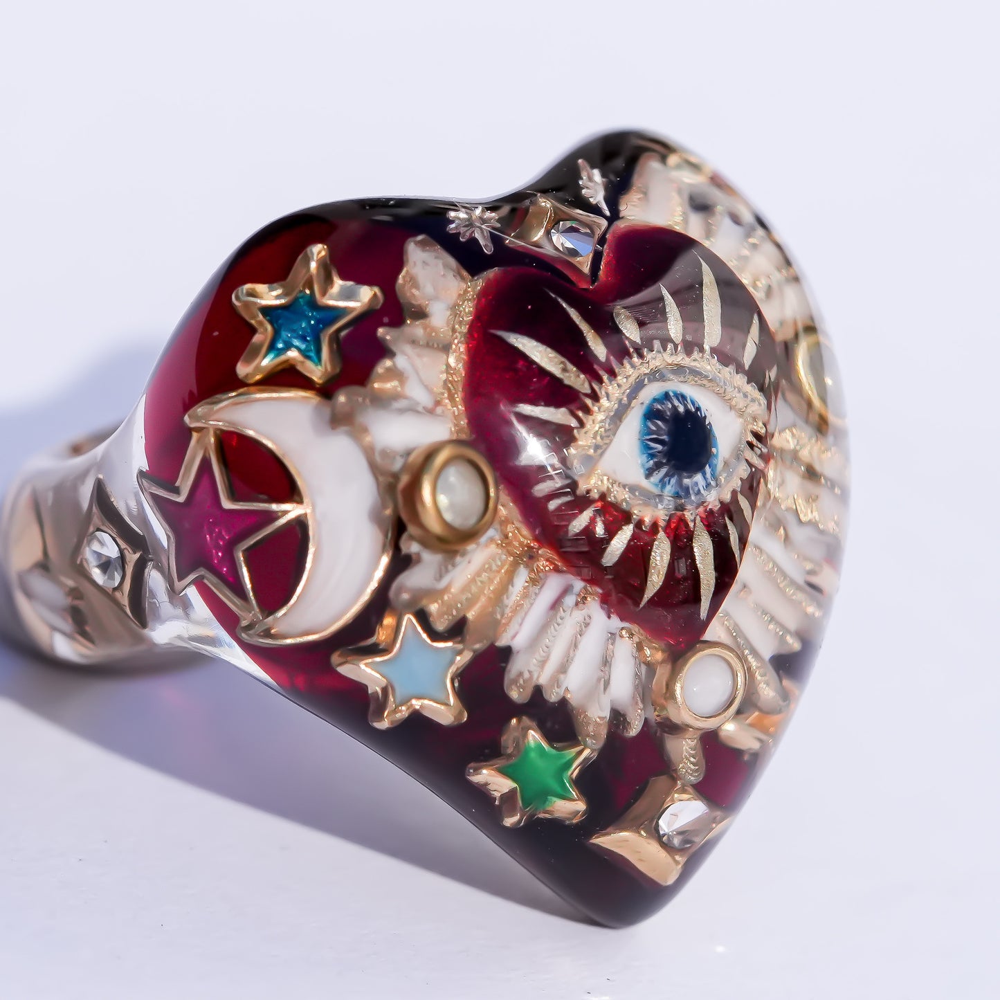 Mystic rainbow heart ring – Red / #10