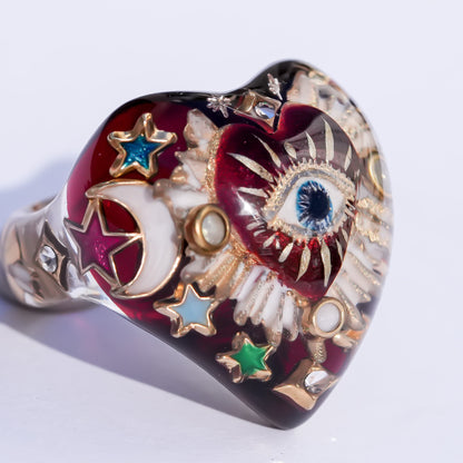 Mystic rainbow heart ring – Red / #10