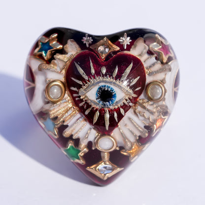 Mystic rainbow heart ring – Red / #10