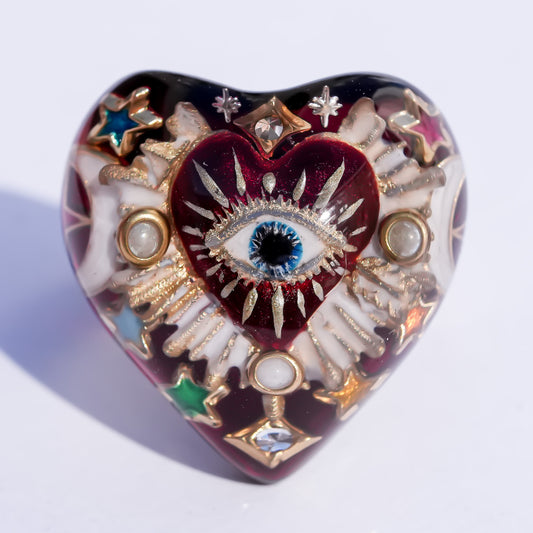 Mystic rainbow heart ring – Red / #10