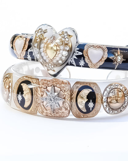 The Celestial White Heart Bracelet - Black × White
