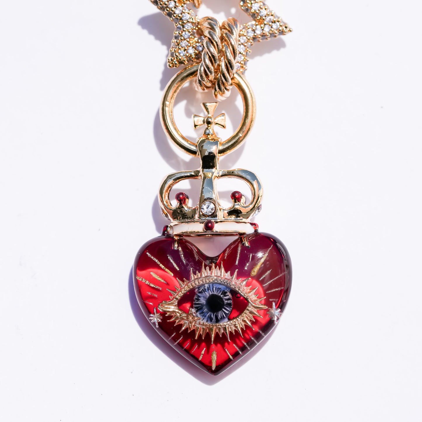 Sacred eye heart necklace – red