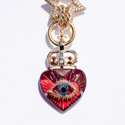 Sacred eye heart necklace – red