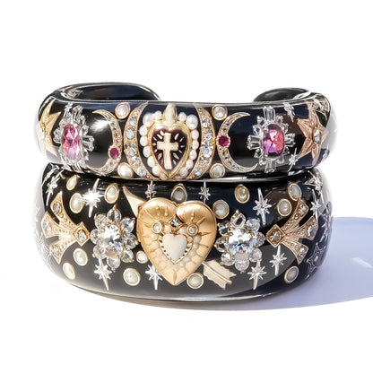 The Starry Sweetheart Locket Bracelet - Black × Gold