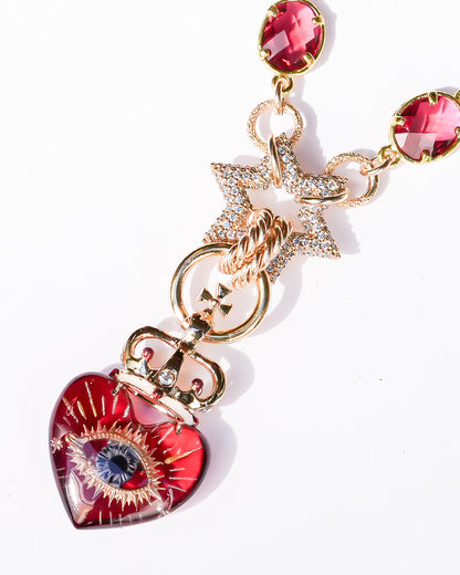 Sacred eye heart necklace – red